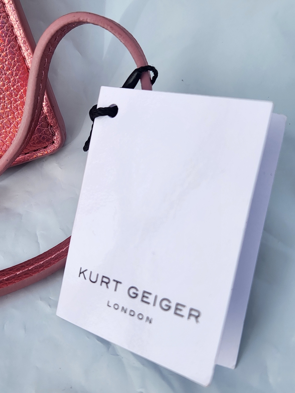 Kurt Geiger Pink Metallic Eagle Logo Strawberry Lanyard NWT - Picture 4 of 6